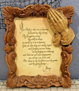 Vintage Das Vaterunser Bild verzierter Rahmen 10x13" Betende Hände Hoffnung Liebe Geschenk - Bild 1 von 4