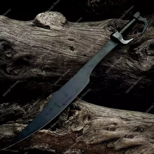 Black Fantasy Sword Handmade Carbon Steel Sword Curved Blade Warrior Sword Prop - Bild 1 von 4
