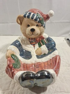 Vintage Weihnachten Süßigkeiten/Plätzchenschale Weihnachtsbär Keramik glänzend Brause  - Bild 1 von 10