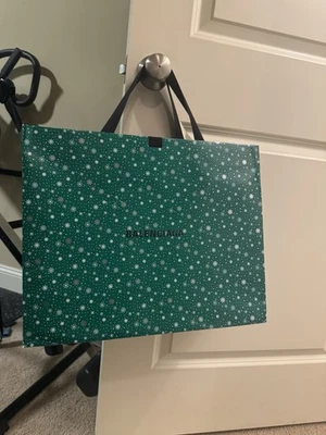 Auténtico bolso de compras Balenciaga verde con copos de nieve blancos edición limitada grande Foto 1 de 4