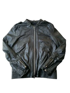 All Saints Meuse Leder Biker Jacke Herren Medium Schwarz Reißverschluss - Bild 1 von 12