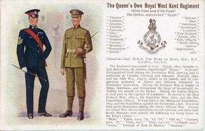 GEDRUCKTE MILITÄRPOSTKARTE FÜR KÖNIGINNEN EIGENES ROYAL WEST KENT REGIMENT, STURM & POLDEN - Bild 1 von 2