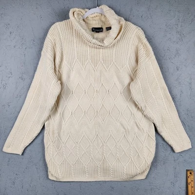 Suéter Wainscott Mujer Grande Crema Algodón Capucha Cuello Cable Tejido Pullover Grueso Foto 1 de 4