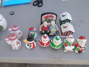 Lot of 6 Vtg Christmas Old Rare Salt Pepper Shakers one With Napins Holder. - Picture 1 of 24