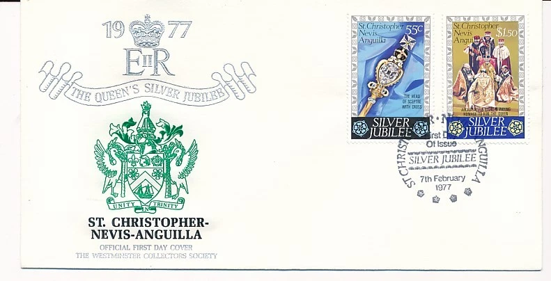 D90051 Queen Elizabeth II Silver Jubilee FDC St.Christopher Nevis Anguilla - Image 1 of 1
