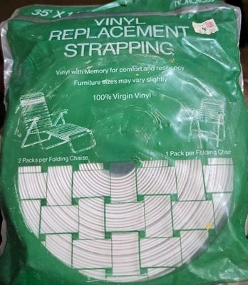 NOS 35'x1.37" Norcross White Vinyl Replacement Folding Chair Strapping. Unopened - Image 1 of 4
