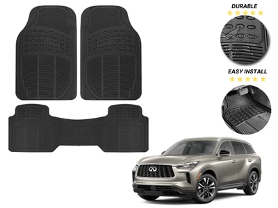 Tapetes de assoalho de carro INFINITI 3 peças borracha preta durável resistente - Imagem 1 de 4