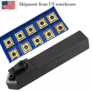 5/8" Lathe Indexable Carbide Turning Tool Holder MSDNN1616H12 CNC + SNMG120404 - Picture 1 of 7