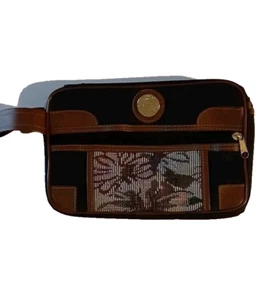 Vintage Aude Falbert Reise Kosmetik Kulturbeutel bestickt Nadelspitze Reißverschluss  - Bild 1 von 7