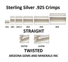 Sterling Silver 925 Crimps Straight &Twisted 1x1 thru 3x3 Choose Size & Quantity