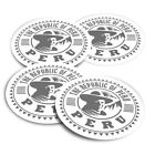 4x Round Stickers 10 cm - BW - The Republic Of Peru Machu Pichu  #40068