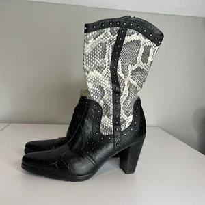 Stuart Weitzman Black Western Leather Snakeskin Boots Size 7.5 M - Bild 1 von 11