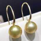Highlights 16Mm Golden Shell Pearl Earrings 18K Hook Unisex Silver Drop Ear Cuff