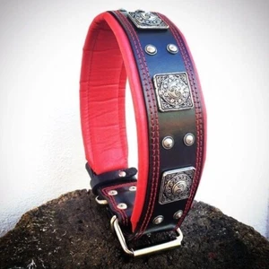 Genuine leather studded dog collar. Hand made in Europe. Top quality. L-XXL size - Picture 1 of 10