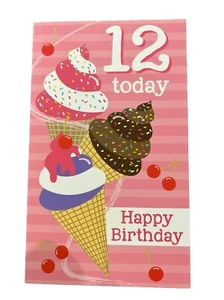 Birthday Greeting Card - Twelve 12 Today Happy Birthday - Ice cream Theme - Imagen 1 de 3