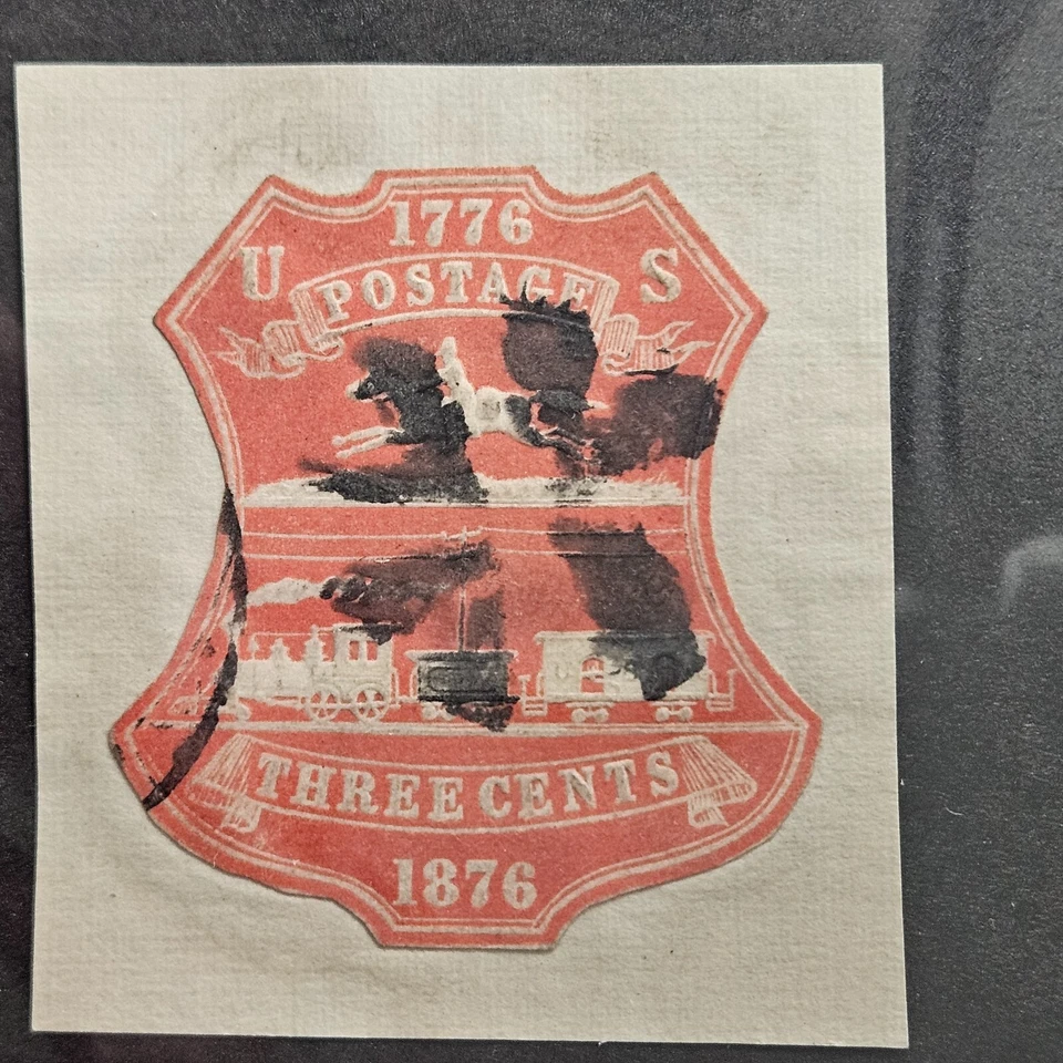 US Cut Square Sc U218, 3c red, fancy cancellation, Used CV$25.00 (410F799) - Image 1 of 1