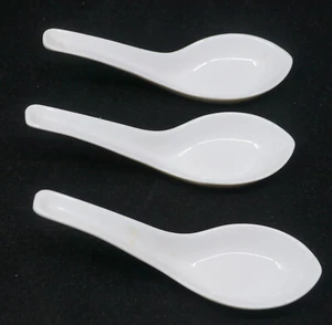 3 WHITE PORCELAIN RICE SPOONS, 5.5 INCHES - Picture 1 of 3