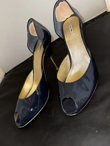 Miu Miu Women’s High Heel Shoes Dark Navy Blue SZ 40.5 EU 9.5 US - Picture 1 of 15