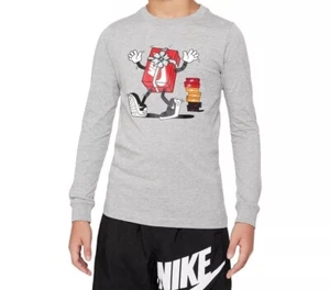 Nike Sportswear Big Kids' Long-Sleeve T-Shirt in Grey S Christmas / Holiday - Picture 1 of 2