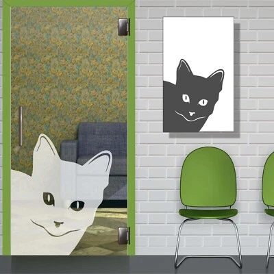 Aufkleber für Glas Tür Dekor Folie Klebefolie Sticker  Katze Sichschutzfolie - Bild 1 von 4