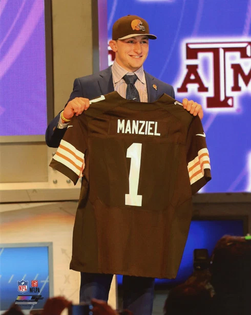 Cartel impreso del día del borrador de foto brillante Johnny Manziel 2014 de los Cleveland Browns Foto 1 de 1