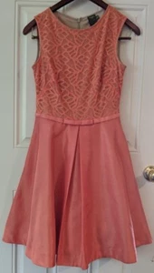 Women Summer Sleeveless Orange Satin Lined Lace Fairy A Line Dress Size 6 - Picture 1 of 9