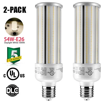 2-PACK 54W LED Corn Light E26 6000K Daylight Warehouse Factory High Bay Bulb DLC - Image 1 of 4