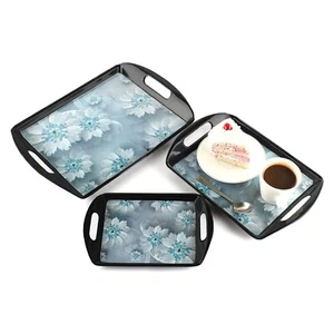 Melamine Classic Tray Set for Serving (3 Trays) with Handles - Picture 1 of 7