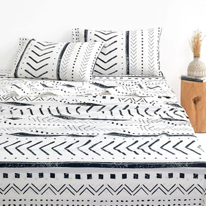 - Aztec Bed Sheets, 100% Cotton, 4-Piece Sheet Set, Geometric Western Modern Pat - Picture 1 of 7