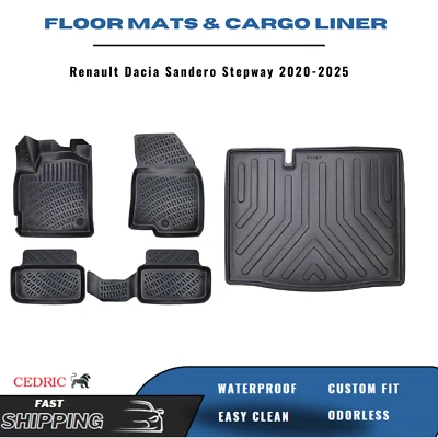 Car Floor Mats Cargo Liner for Renault Dacia Sandero Stepway 2020-2025 FULL Set - Image 1 of 4