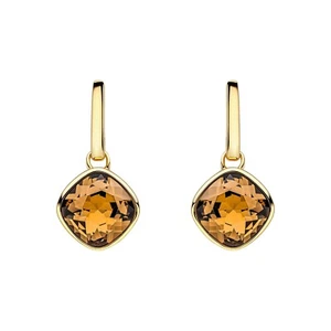 Cushion Citrine Drop Earrings 9ct Yellow Gold Plated Hallmarked Brand New Boxed - Picture 1 of 3