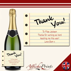 Personalisiertes Prosecco-Etikett Lehrer Dankeschön Schule Notizblock maßgeschneiderter Aufkleber Geschenk - Bild 1 von 1