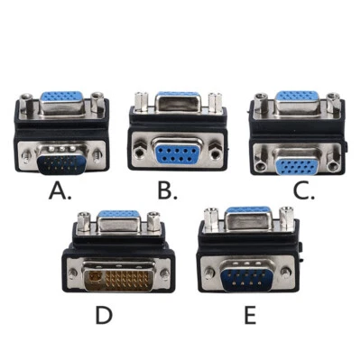 Angle VGA Adapter Male Female Connector DB9 RS232 DVI 24+1 Convertor Extender - Image 1 of 4