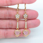 18k Yellow Gold Filled Women Red Mystic Topaz Love Heart Dangle Earrings Jewelry