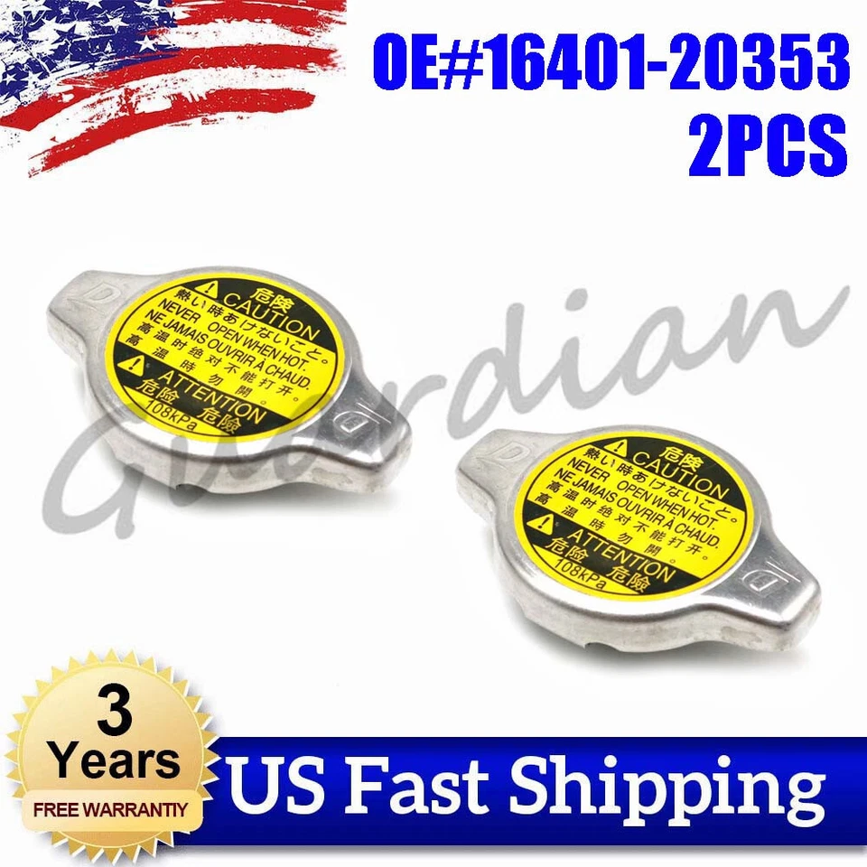 2PCS 108kpa Radiator Cap For Toyota Lexus Camry RAV4 RX350 RX450H 16401-20353 - Image 1 of 4