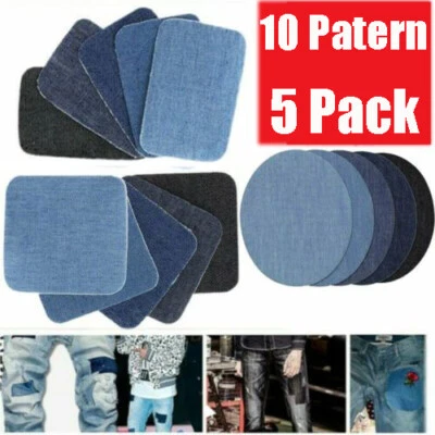 Iron Sew on Patches for Clothing Repair 5PCS Jeans Denim Patches Kit DIY↟ - Image 1 of 4