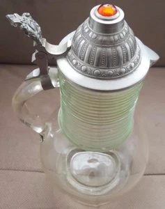 🍺 Biedermeier Bierkrug mit Zinndeckel – Antikes Sammlerstück 🏺 - Picture 1 of 7