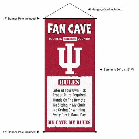 Indiana University Hoosiers Man Cave Fan Room Banner Poster Art Canvas Cover
