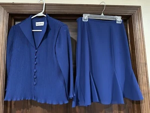 Danny and Nicole size 10 petite royal blue vintage skirt suit flaw - Picture 1 of 7