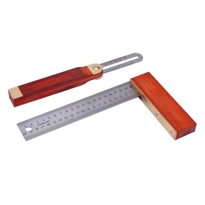 Professional 2PC Hardwood Handle Square Set, 8in Try Square and 9in T-Bevel - Image 1 of 4