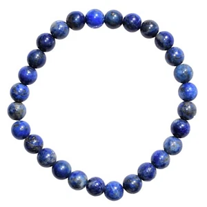 Premium Natural Lapis Lazuli 6mm Stretchy Bracelet + Baby Selenite Puffy Heart - Picture 1 of 9