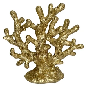 Gold Resin Coral Accent Piece Coastal Beach Sea Caribbean Decor 7” X 3” X 7” - Picture 1 of 9