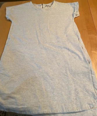 VESTIDO RECTO A RAYAS GRIS ALGODÓN MADEWELL CON BOLSILLOS MUJER TALLA S Foto 1 de 4