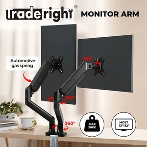 Traderight Monitor Stand Dual Arm TV Bracket Screen LED Holder Desk Freestanding - Picture 1 of 12