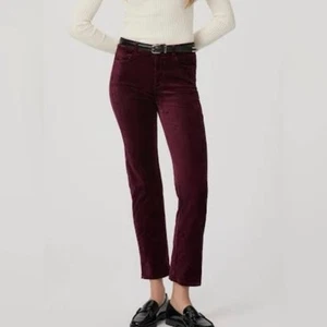 Pantalones Paige para mujer Cindy costura retorcida negro cereza terciopelo talla 29 - Imagen 1 de 15