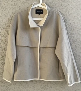 Lafayette 148 New York Damen Wolle Kaschmir Drop Shoulder Beige Boxy Jacke Gr. L - Bild 1 von 10