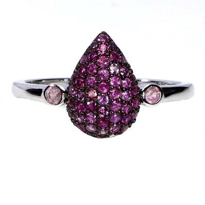 925 Sterling Silver Ring Ruby Myanmar Round Diamond Cut Natural Gemstone Size 7 - Image 1 of 4