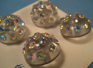 4 Multi-stone Glittering Buttons. - Picture 1 of 7