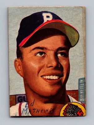 1953 Topps #37 Eddie Ed Mathews GRAU BAIXO (aparado) cartão de beisebol - Imagem 1 de 2