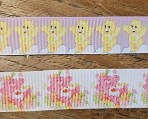 6+ yards of 1" inch Wide 80's Funshine & Love-a-Lot Care Bears Grosgrain Ribbons - Picture 1 of 2